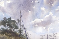Geoff Allen, Oside Glare, 2022. Watercolor painted en plein air, 19" x 14".
