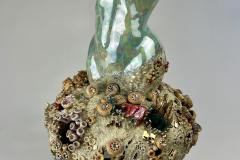 Julia C R Gray, SHE Sea Wisdom Aqua Pearl (Coral Reef 007), 2022. Ceramic, slip-cast and hand built, layered slip, glaze, oxides, opalescent, and gold luster glaze, 17.5" x 10" x 10".