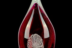 Dan McStocker, Ruby scribble vase, 2017. Glass, 22" x 9" x 9".