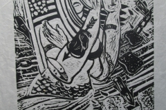 Teresa Mill, No See, 2003. Linoleum block print on rice paper, 11.25" x 13.25".