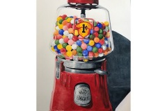 David Milton, Red Gumball, 2020. Watercolor on Arches paper, 32" x 42".