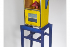 Henry Strause, On Fish, Two Fish... A Toybox, 2022. Wood and aluminum, 60" x 15" x 12".