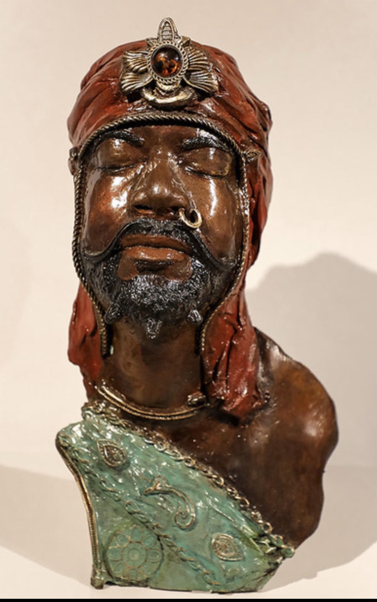 Reginald Green, Moorish King (Self Portrait). Bronze, 19x13x10.