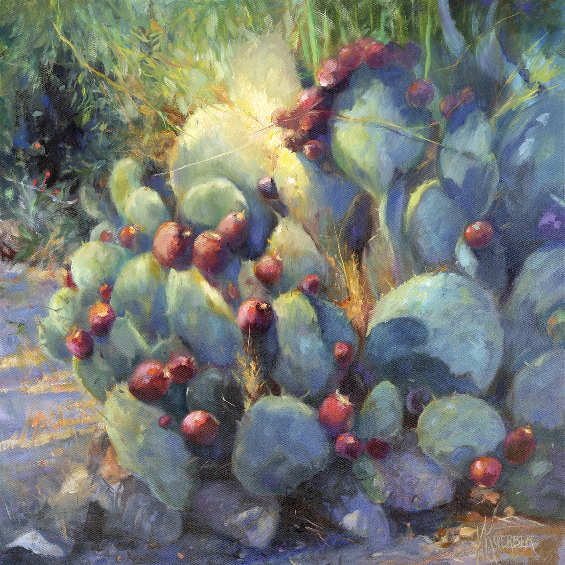 Nora Koerber, Cactus Revelry. Oil, 24x24.
