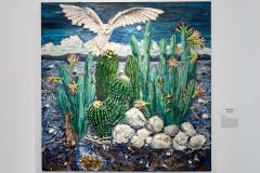 Robin Raznick, Bring on the Night, 2021. Oil paint, soil, sticks, rocks, and metallics on canvas, 60" x 60" x 4"