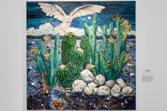 Robin Raznick, Bring on the Night, 2021. Oil paint, soil, sticks, rocks, and metallics on canvas, 60" x 60" x 4"