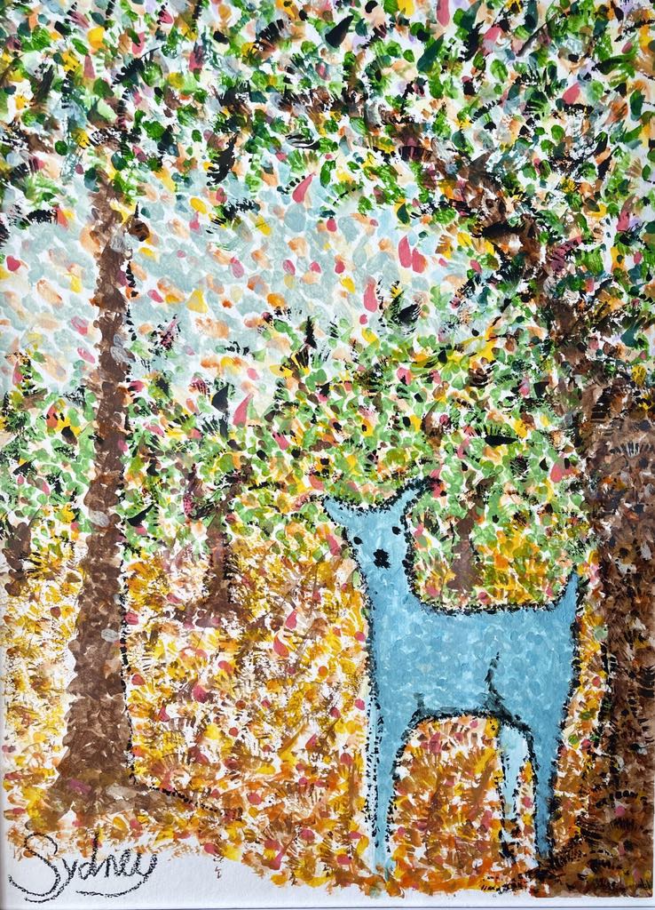 Sydney Edmond, A Bambi in the Woods, 2016. Watercolor on paper, 24" x 18".