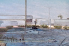 Daniel Castro Barajas, Inundacion, 2025. Oil on canvas, 17.7" x 23.6".