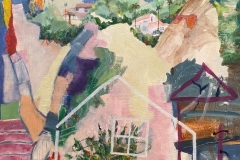 Deena Altman, My Hidden Valley, 2023. Acrylic on canvas, 18" x 18".