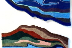Genevra Munoa, In Between Tukumit and Tamáyawut, 2025. Acrylic and wool yarn, 47" x 57".