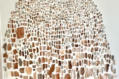Judi Pettite, Artemis' Path, 2025. Tree bark, paper, and putty, 96" x 60". Judi Pettite, Artemis' Path, 2025. Tree bark, paper, and putty, 96" x 60".