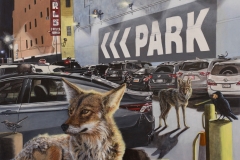 Lynette K Henderson, Parking Lot At Night, 2025. Acrylic on canvas, 24" x 30". Lynette K Henderson, Parking Lot At Night, 2025. Acrylic on canvas, 24" x 30".