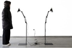 Melisa Arreola, Rutas: 6 paisajes artificiales, 2025. Installation showing two videos on floor tablet stands, 63" x 78" x 8". Melisa Arreola, Rutas: 6 paisajes artificiales, 2025. Installation showing two videos on floor tablet stands, 63" x 78" x 8".