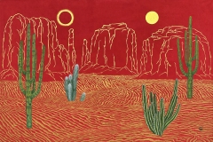 Sihyeon Park, Sun, Moon and Cactus-8, 2023. Powdered colors on Hanji, 24" x 36". Sihyeon Park, Sun, Moon and Cactus-8, 2023. Powdered colors on Hanji, 24" x 36".