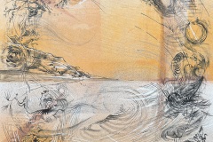 Steven Morris, Torrey Pines #3, 2026. Ink and ground natural pigment with mixed media on wood panel, 18.5" x 20.25". Steven Morris, Torrey Pines #3, 2026. Ink and ground natural pigment with mixed media on wood panel, 18.5" x 20.25".
