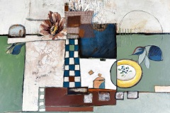 Denise Cerro, Between Butter And Blue, 2026. Acrylic on canvas, 30" x 48”.