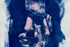 David Condit, In the Deep Blue, 2026. Cyanotype with paint, 24" x 18”.