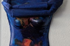 L E Gillen, Not Out of the Blue, 2025. Mixed media, 36" x 18" x 10".