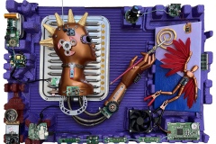 Michael Hirsh, Pearl and Icarus, 2024. Mixed assemblage, 24" x 36" x 6".