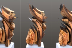 Sedonya Kay, Strength in Motion, 2025. Recycled wood and steel with a dark brown patina, 29" x 16" x 13".