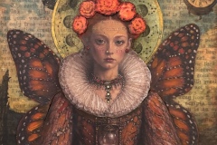 Laurie Mika, The Beauty of Becoming, 2026. Polymer clay and collage, 18" x 12”.