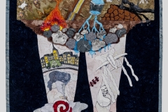 Kathy Nida, You Pollute Me, 2017. Quilt, 68" x 23”.