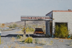 George Papciak, Fossil Fuel Relic, 2022. Oil on canvas, 12" x 30”.