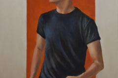 Sangeeta Patel, Stable Vector, 2026. Oil on linen, mounted to board, 16" x 12”.