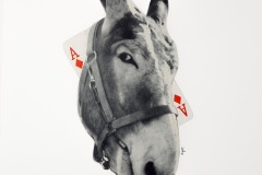 e . y . reilly, (F)ace of Spades, 2026. Andy Warhol's "The Philosophy of Andy Warhol" analog collage, 14" x 11”.