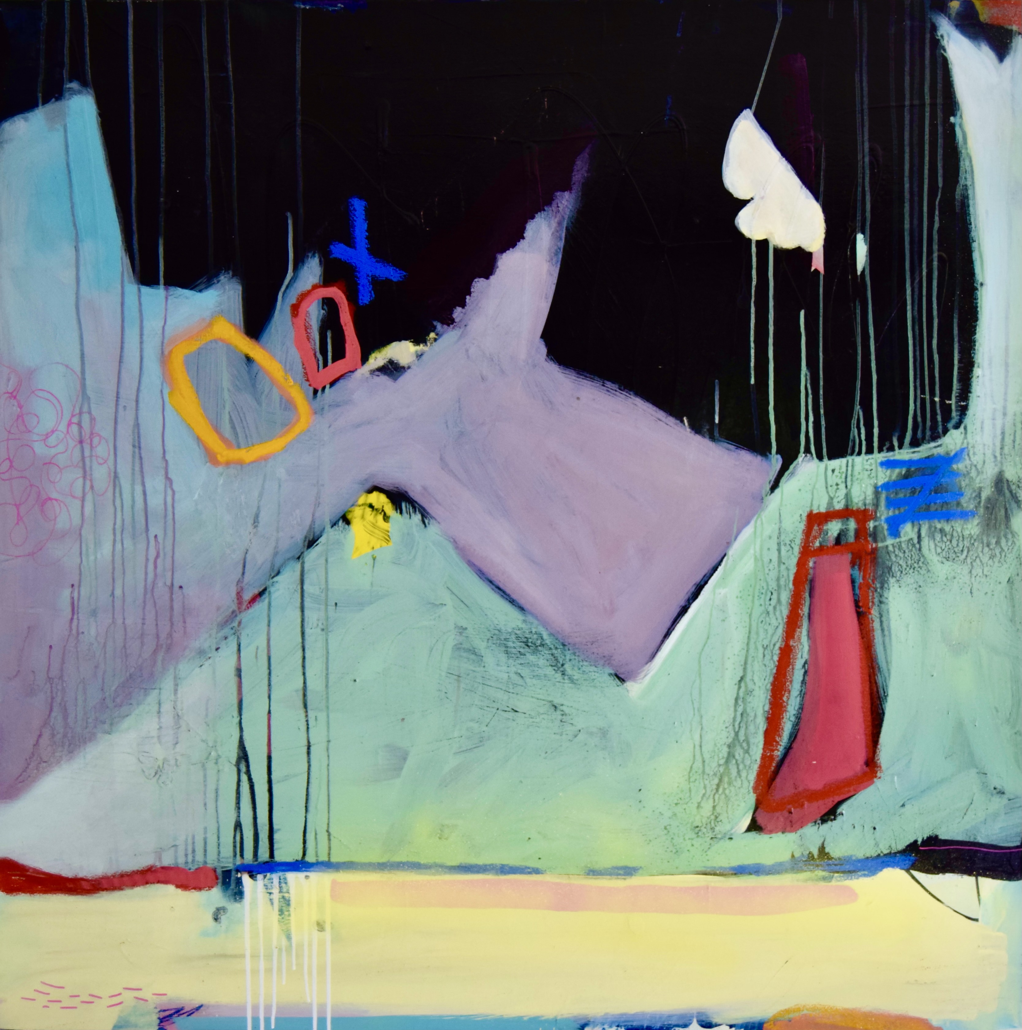 Ellen Dieter, Midnight Shenanigans, 2022. Acrylic on canvas, 40" x 40".