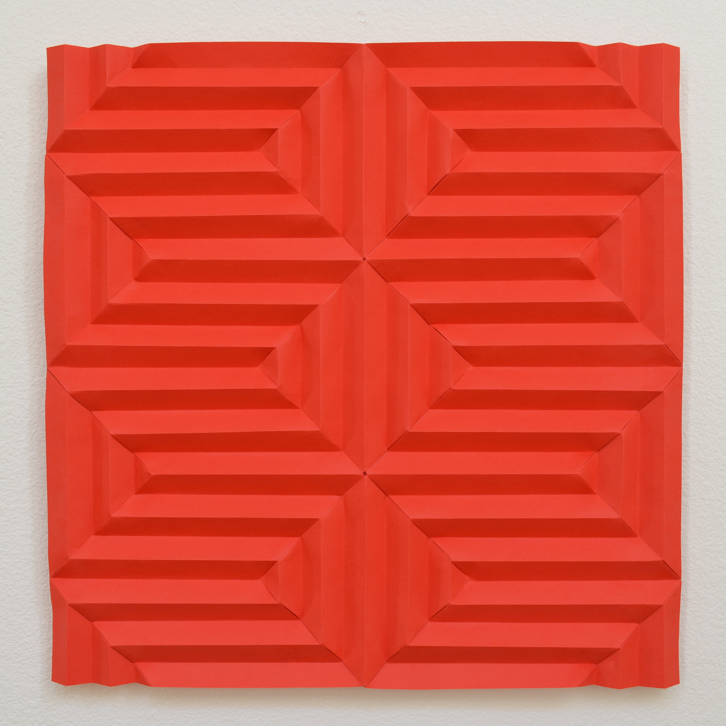Joseph Hwang, Red 1, 2022. Paper mount on canvas, 24" x 24".