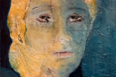 Laurie Batter, Blue Silence, Still Speaking, 2026. Mixed media, 14" x 11".
