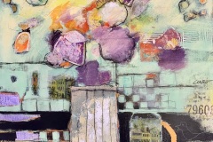 Denise Cerro, Being in Amsterdam, 2024. Acrylic paint and papers, 24" x 24".