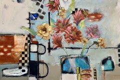Denise Cerro, Meet Me Uptown, 2020. Mixed media and acrylic, 43" x 43".