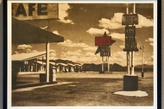 David Condit, Route 66, 2024. Toned cyanotype with paint, 18" x 24".