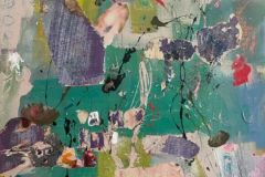 Steven Dick, Beauty, 2023. Acrylic collage with paper on streched canvas with frame, 36" x 36".
