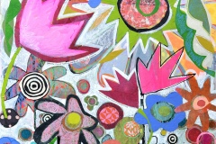 Kathy Dunaway, The Garden Has Opinions, 2025. Mixed media, 24" x 24".