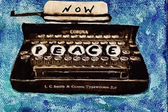Rachelle Farber, Type it Out, 2026. Acrylic, ink, and paper, 5" x 5".