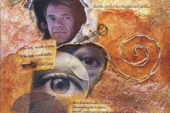William Leslie, Wonder, 2014. Mixed Media paint and collage, 12" x 12".