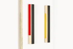 Daniel Hicks, 3 PARTS 3 COLORS 3 SHAPES (side), 2024. Spray paint, basswood, vinyl board, pine, 13.25" x 9.5". 