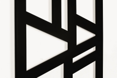 Daniel Hicks, Formal Exercise I (side), 2021. Powder coated (matt blk) 11 gauge steel, 22" x 26". 