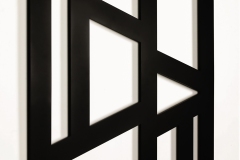 Daniel Hicks, Formal Exercise II (side), 2021. Powder coated (matt blk) 11 gauge steel, 22" x 26". 