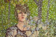 Rhonda Anderson, Forest Bathing, 2025. CP, Watercolor, Luminescent and gold watercolor splatter, 23" x 15". $800 Rhonda Anderson, Forest Bathing, 2025. CP, Watercolor, Luminescent and gold watercolor splatter, 23" x 15". $800
