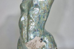 Julia C R Gray, SHE Jellyfish/Plastic, 2022. Ceramic slip-cast and hand built, glaze, oxide, lusters., 24" x 13" x 13". $5500 Julia C R Gray, SHE Jellyfish/Plastic, 2022. Ceramic slip-cast and hand built, glaze, oxide, lusters., 24" x 13" x 13". $5500
