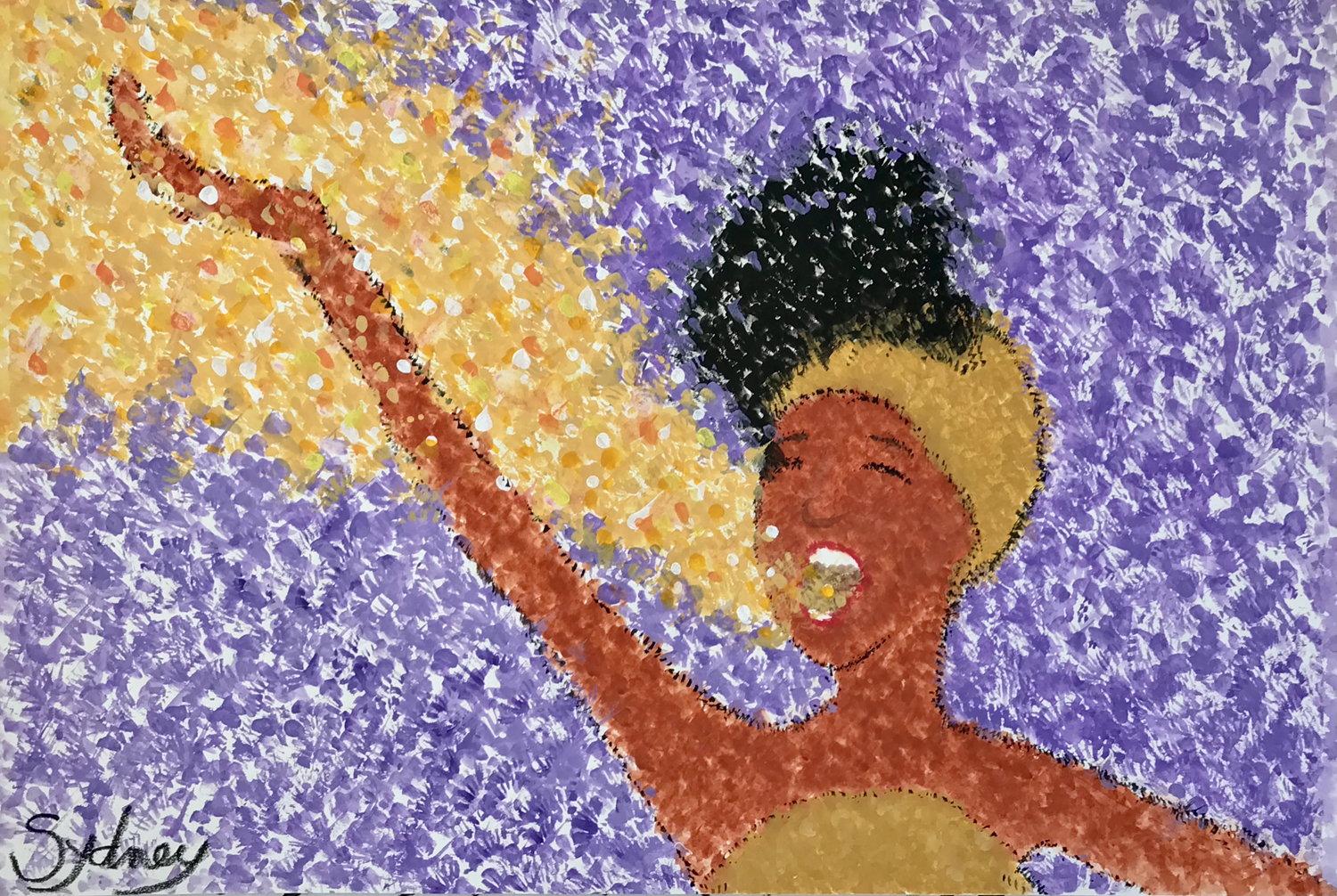 Sydney Edmond, Sing Out. Watercolor, 20" x 30".