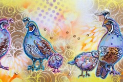 Kenda Francis, Quail Yeah!, 2025. Mixed acrylic media, 12" x 36”. $605. Kenda Francis, Quail Yeah!, 2025. Mixed acrylic media, 12" x 36”. $605.