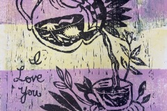 Angela Heald, Mother & Daughter, 2023. Wood printmaking pressed on paper, 18" x 14”. $1000. Angela Heald, Mother & Daughter, 2023. Wood printmaking pressed on paper, 18" x 14”. $1000.