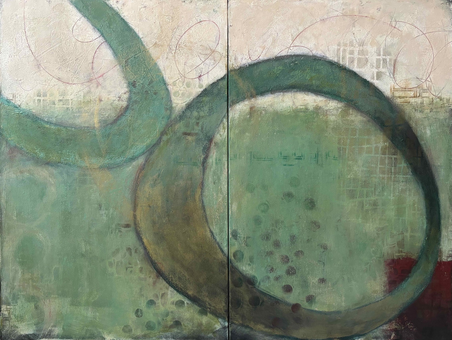 Anuj Jenveja, Shared Orbit, 2026. Acrylic, 36 x 48. $1795 Anuj Jenveja, Shared Orbit, 2026. Acrylic, 36 x 48. $1795