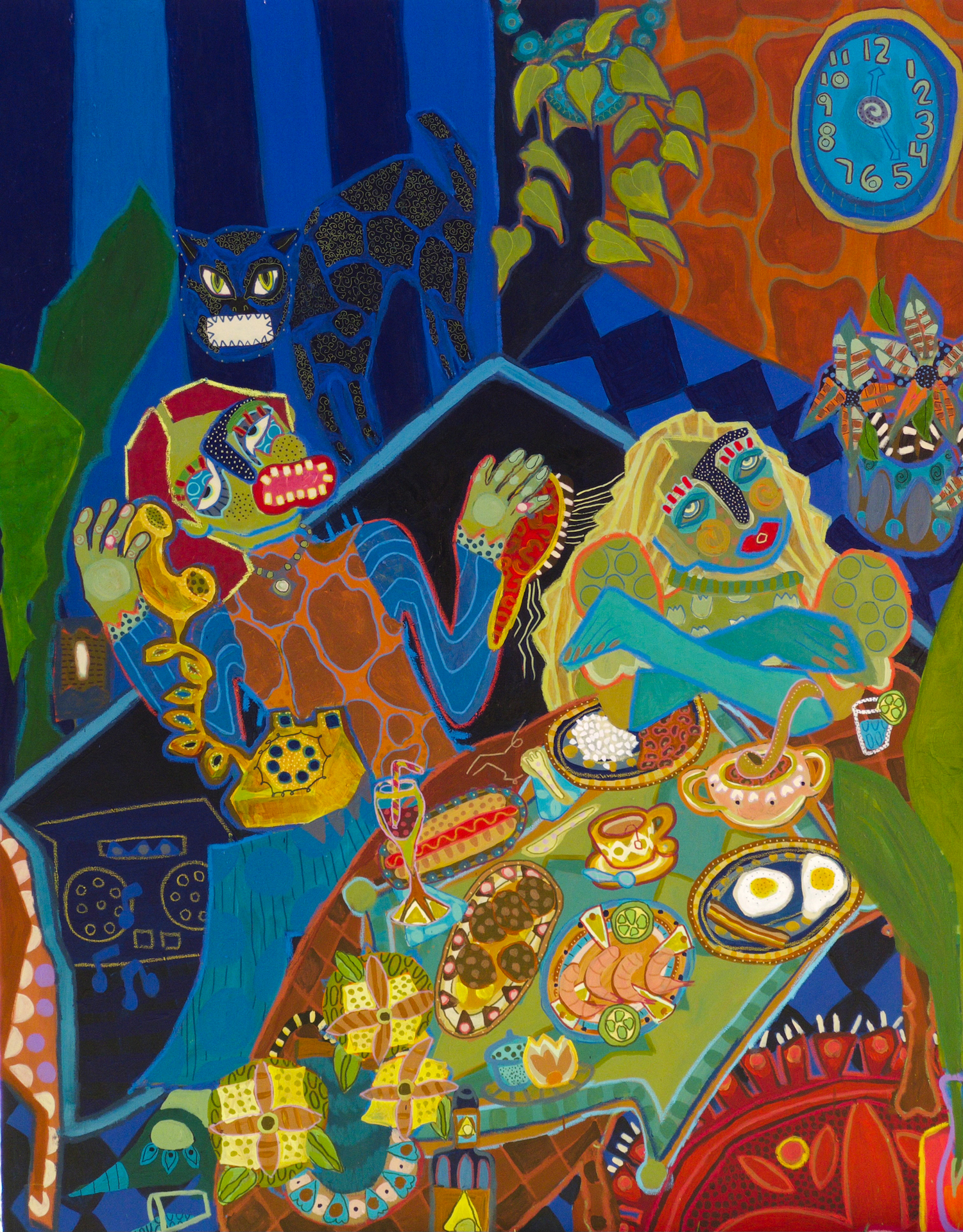 Caroline De Aquino, Pretend This is a Sunday Family Lunch, 2025. Acrylic and mixed media, 60 x 48 x 5 Caroline De Aquino, Pretend This is a Sunday Family Lunch, 2025. Acrylic and mixed media, 60 x 48 x 5