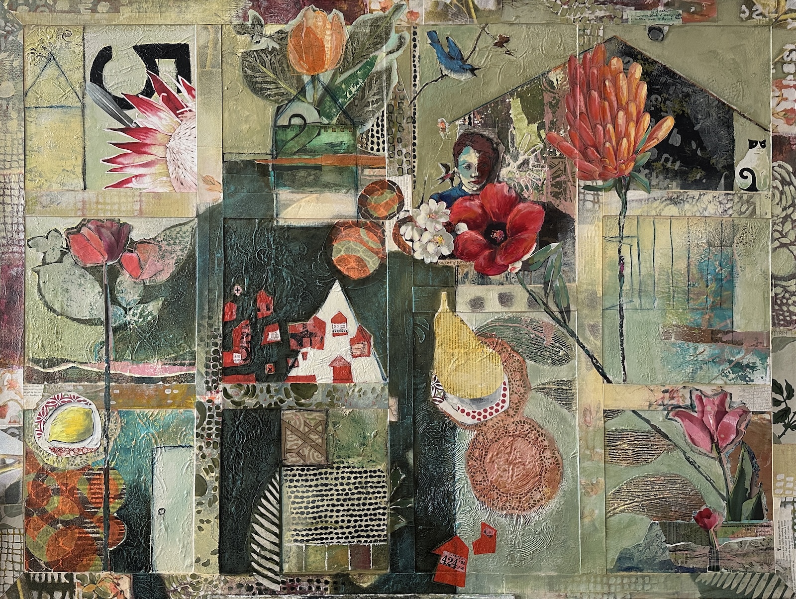 Denise Cerro, My Life As A House, 2025. Acrylic and mixed media, 36 x 48. $3200 Denise Cerro, My Life As A House, 2025. Acrylic and mixed media, 36 x 48. $3200